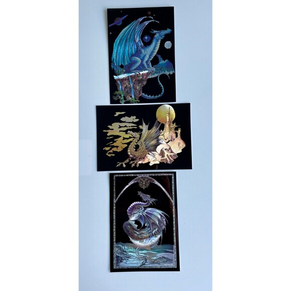 Dragon Mixed Lot - 15 Stickers Postcards Bookmarks Pin Fantasy Art - Picture 7 of 10